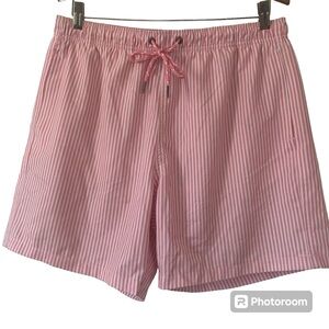 Seastate men’s swim trunks white and pink stripe Size Large
